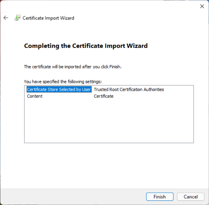 Complete Certificate Import
