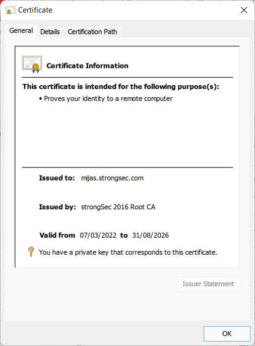 Machine Certificate with Private Key