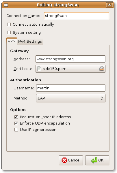 strongswan vpn client configuration manager