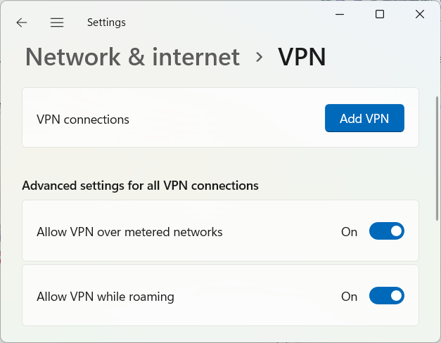 Network & Internet > VPN